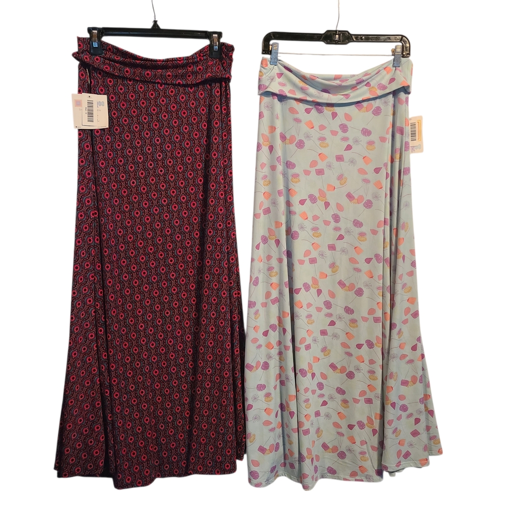 NWT LuLaRoe Maxi Skirt Bundle of 2 | Size Medium | Floral & Geometric